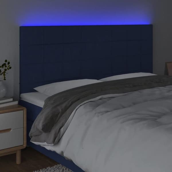 Maison Exclusive - LED Hovedgærde Blå 200x5x118/128 cm Stof Blå