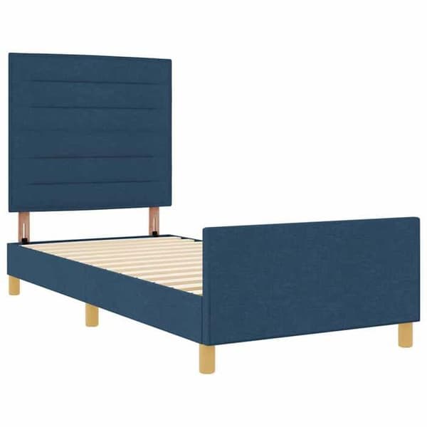Maison Exclusive - Sengestel med blåt hovedgærde 90 x 200 cm stof