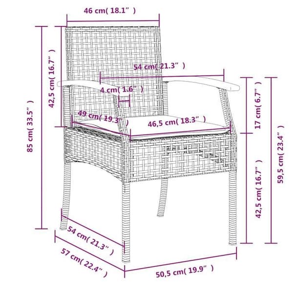 Maison Exclusive - Trädgårdsset med matbord och kuddar 7 delar grå rotting