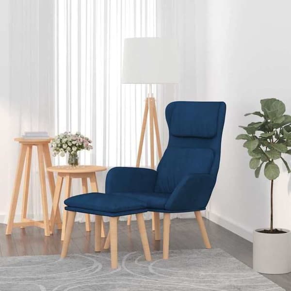 Maison Exclusive - Afslapningsstol med skammel Blå Velour