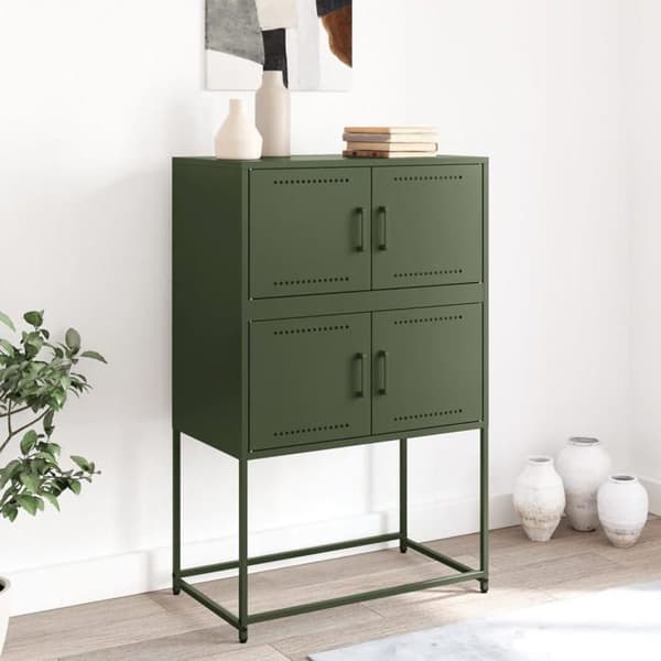 Maison Exclusive - Buffé grön oliv 68,5x38,5x107 cm stål