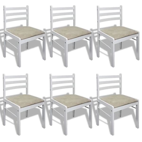 Maison Exclusive - Matstolar set om 6 vit solid trä och sammet Vit