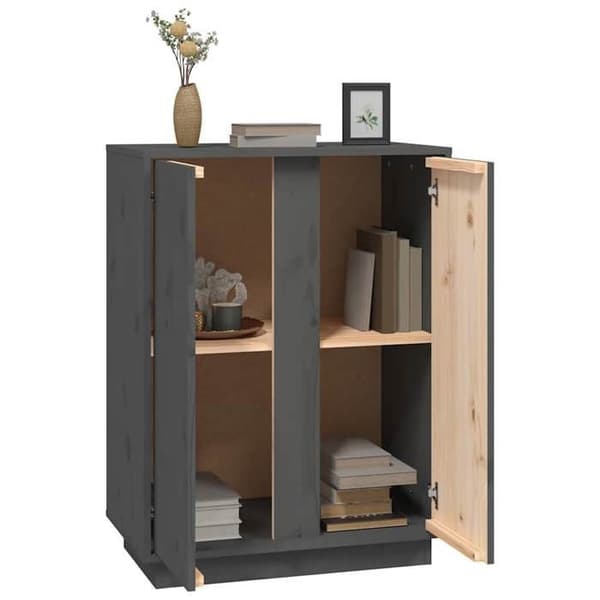Buffé - EXKLUSIVT HUS - 60 x 35 x 80 cm - Massivt furu - Grå - Klassisk stil Grå