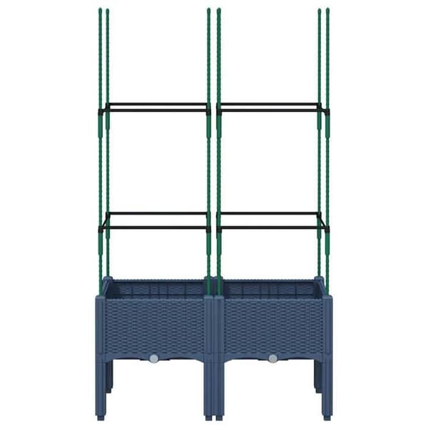 Maison Exclusive - Blomlåda med blågrå spaljé 80x40x142,5 cm PP