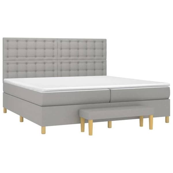 Maison Exclusive - Seng med lamelbund og madras Lys grå 200x200cm Stof