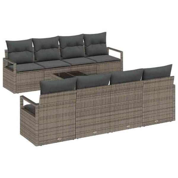 Maison Exclusive - 7-osainen sohvasetti 6-hengen harmaa polyrottinki