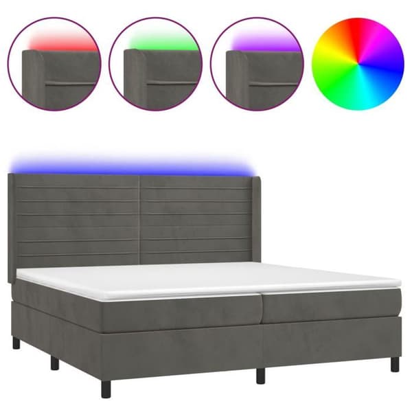 Maison Exclusive - Sängram med lammelast och LED Grå mörk 200x200 cm