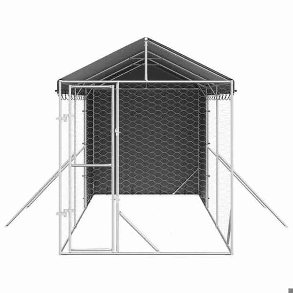 Exklusivt hus - Utomhus hundbur med silvertak 2x6x2,5 m