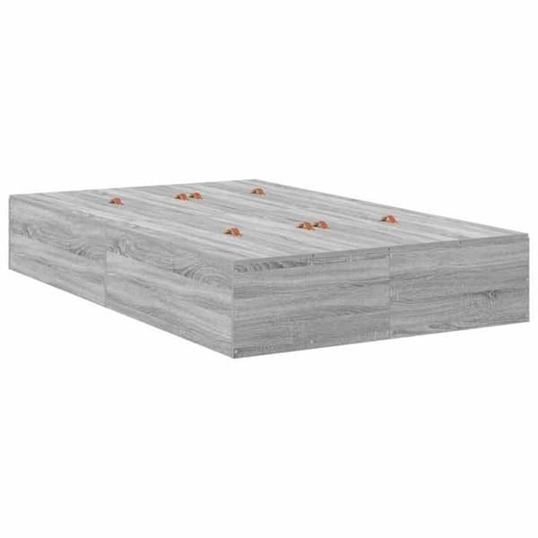 Maison Exclusive - Sängram med förvaring och låda Grå Sonoma 120 cm