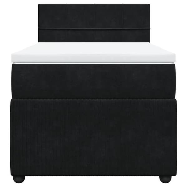 Maison Exclusive - Sengestel med lameller og madras Sort 80x200 cm Velour