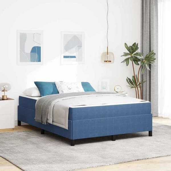 Maison Exclusive - Sängram med madrass Blå 140 x 200 cm tyg