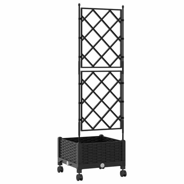 Maison Exclusive - Puutarhakärry, jossa on ritilä ja pyörät, musta 40 x 40 x 131,5 cm PP