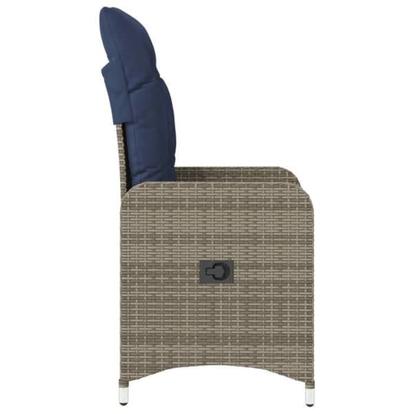 Maison Exclusive - Set med 2 lutande trädgårdsstolar med grå flätad resin kuddar