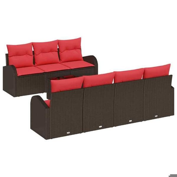 Maison Exclusive - 8-delars soffgrupp 7-sits brun och röd