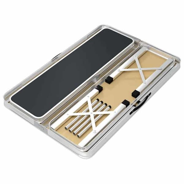 Maison Exclusive - Fällbart campingbord med 2 bänkar Aluminium Grå