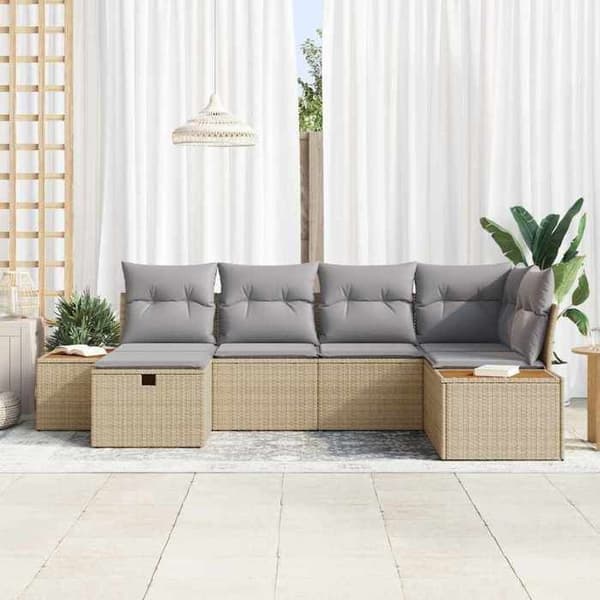 Lounge-soffor - MAISON EXCLUSIVE - Modulär - Beige - Poly Rattan - Väderbeständig & UV-resistent beige