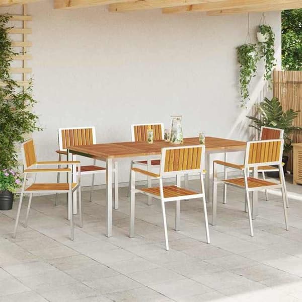 Maison Exclusive - Havestol 6 stk Massivt akacietræ og rustfrit stål