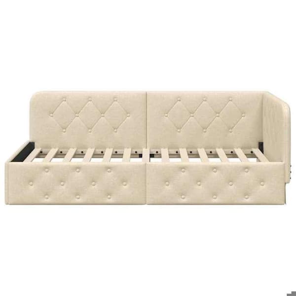Maison Exclusive - Vinkel sengestel Creme 90 x 190 cm stof