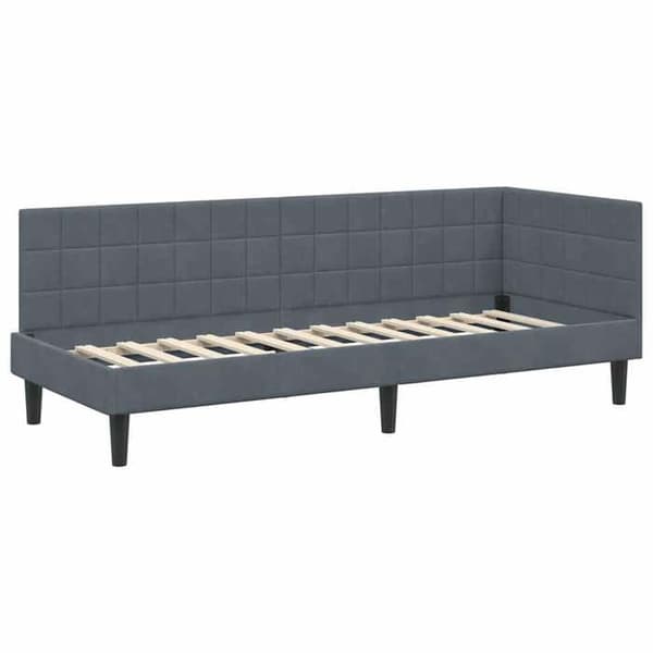 Sängram med madrass - EXKLUSIV HEM - Rektangulär - 80 x 200 cm - Mörkgrå - Skummadrass Mörkgrå