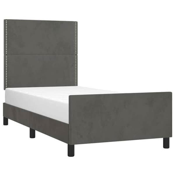 Maison Exclusive - Sängram utan madrass mörkgrå 80x200 cm sammet