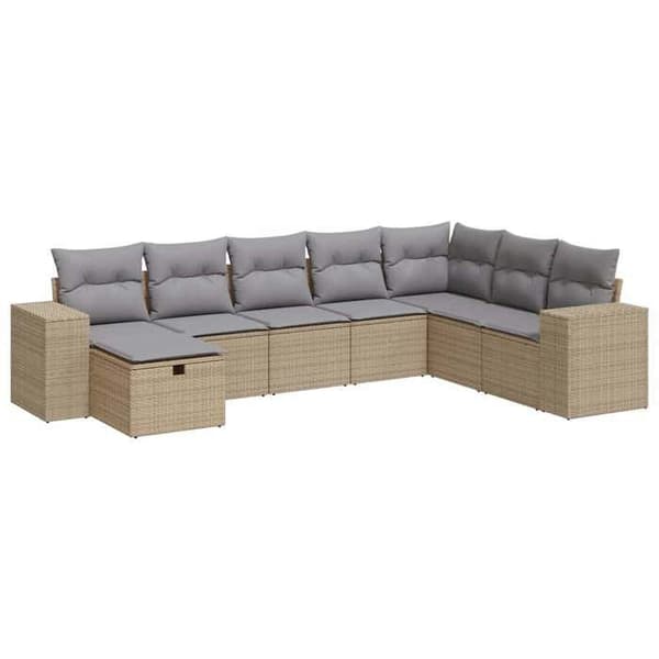 Maison Exclusive - Trädgårdsmöbler med kuddar 8 delar beige flätad resin