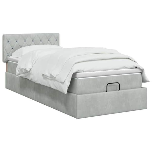 Ljusgrå ottoman - MAISON EXCLUSIVE - Sammet - 100 x 200 cm - Förvaringsottoman Ljusgrått