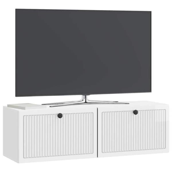 Maison Exclusive - Väggmonterad TV-möbel Väggmontering Vit glansig 98 x 31 x 30 cm