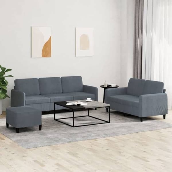 Maison Exclusive - Sæt af 3 sofaer i mørkegrå velour