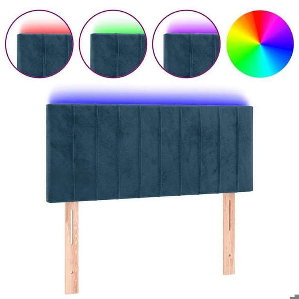 Maison Exclusive - Sänggavel med LED Blå mörk 100x5x78/88 cm Sammet Mörkblå