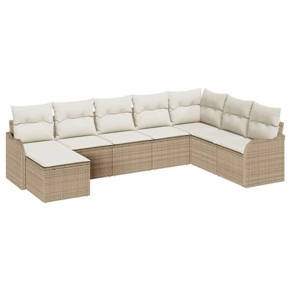 Maison Exclusive - 8 osan beige polyrottinkinen puutarhakalustesetti