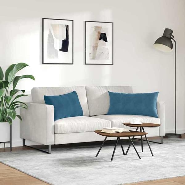 Soffkuddar - EXKLUSIVT HEM - 80 x 40 cm - Blå - Kordflor - Set om 2 Blå