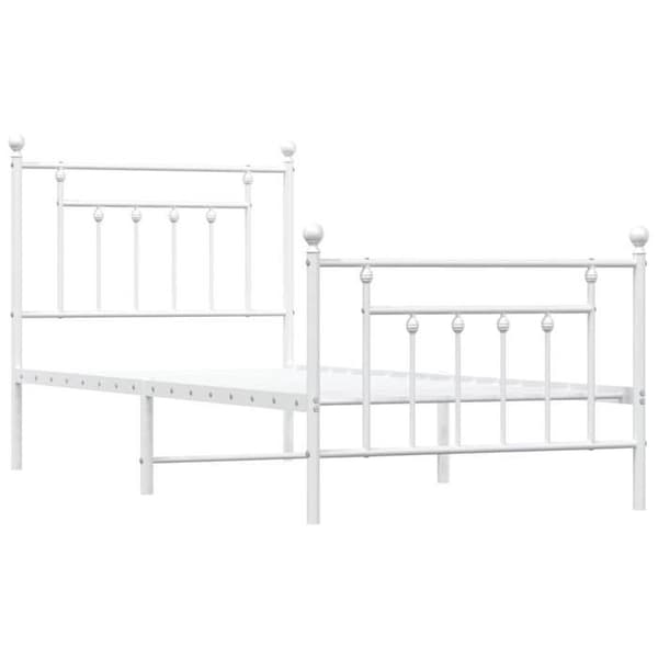 Sängram - EXKLUSIV HEM - 90 x 200 cm - Vit stål - Ribbotten - Förvaring under säng Vit