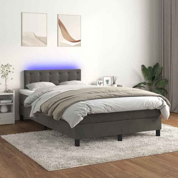 Maison Exclusive - Lamelsiftnet seng med mørkegrå LED-madras 120x190 cm