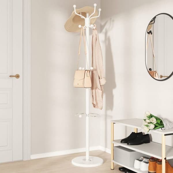 Maison Exclusive - Klädhängare med vit pulverlackerad paraplyställ