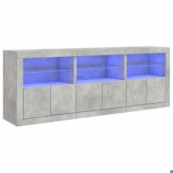 Maison Exclusive - Betoni harmaa LED-valoilla varustettu buffet 181,5x37x67 cm
