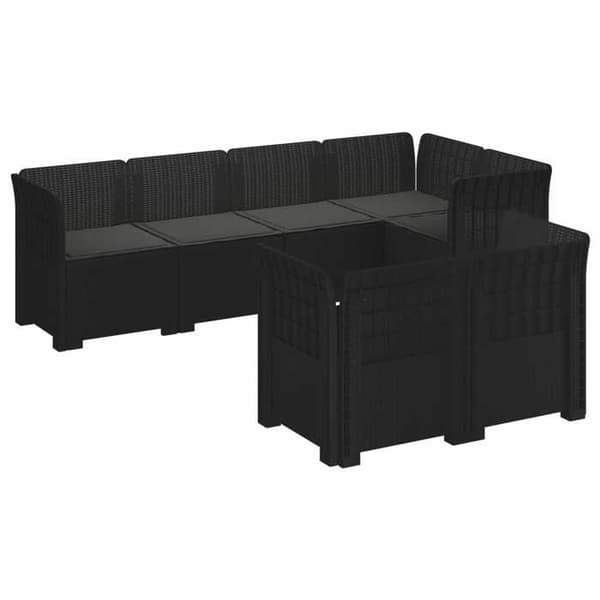 Maison Exclusive - Trädgårdsoffa 7 Platser med Kuddar Rattanlook PP