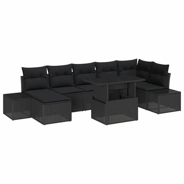Maison Exclusive - 8 osan puutarhakalustesetti, musta polyrottinki
