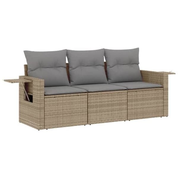 Maison Exclusive - Trädgårdsmöbler med kuddar 3 delar beige flätad resin