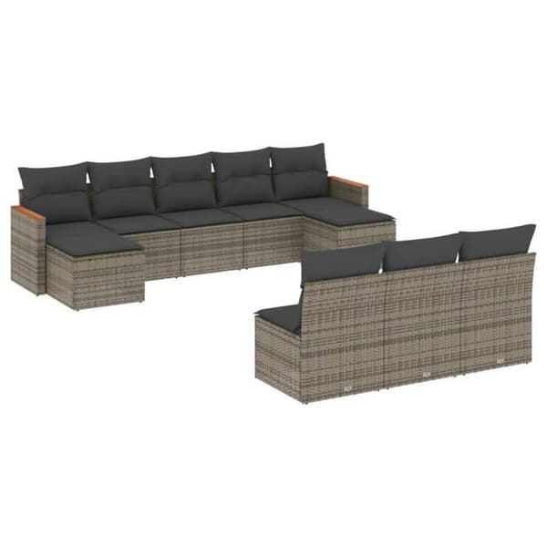 Maison Exclusive - Trädgårdsmöbler med kuddar 10 delar grå flätad resin grå