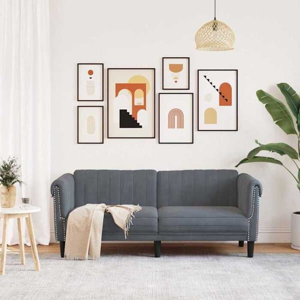 Maison Exclusive - Tummanharmaa samettinen kahden hengen sohva