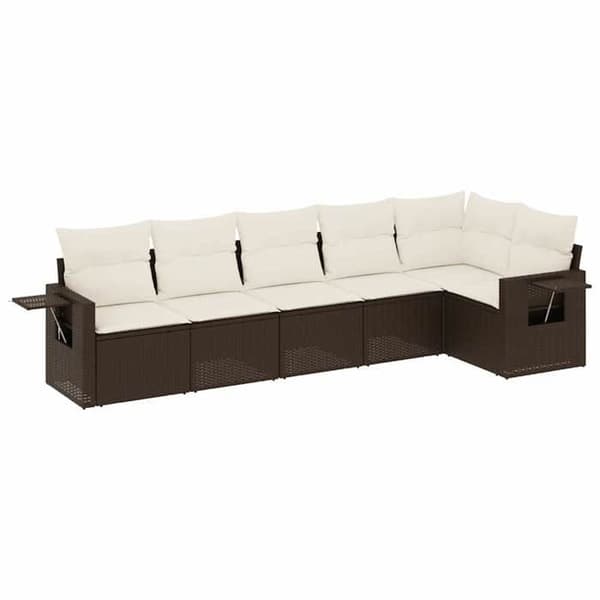 Maison Exclusive - Trädgårdsmöbler med kuddar 6 delar brun flätad resin