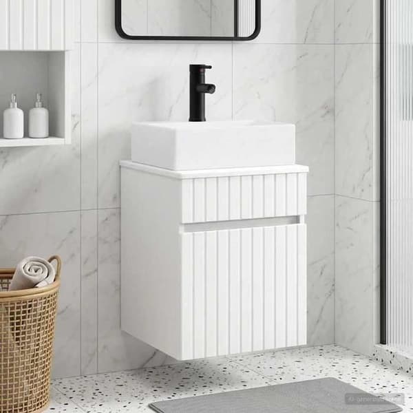 Maison Exclusive - Väggmonterad torkmöbel med handfat Vit 39 x 41 x 62,5 cm Vit
