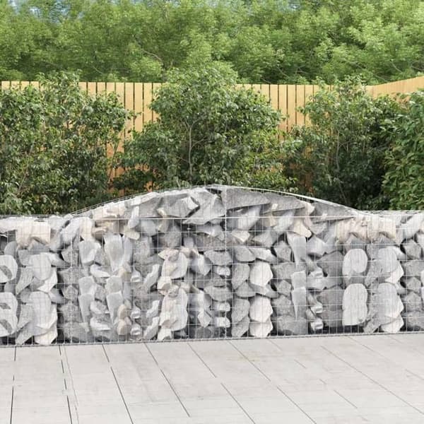 Maison Exclusive - Båge av gabionkorgar 400x50x80/100 cm Galvaniserat stål silver-