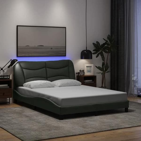 Sengestel - EKSKLUSIV HUS - Hvar - 120 x 200 cm - Mørkegrå - Indbygget LED mörkgrå