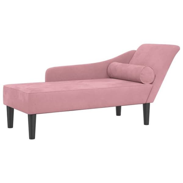 Maison Exclusive - Långfåtölj med rosa sammetskuddar Sammetrosen