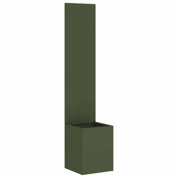 Havemur - EKSKLUSIV HUS - 32x32x150 cm - Robust stål - Mat finish - Dekorative indlæg Olivgrön
