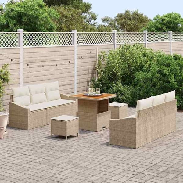 Trädgårdsmöbelset - EXKLUSIV HEM - 9 delar - Beige - Polyrotting - Modulär beige