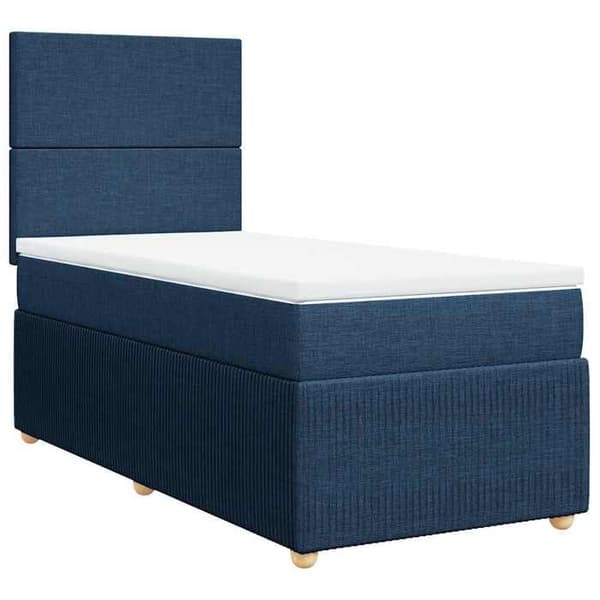 Maison Exclusive - Sengestel med springmadras Blå 90x200 cm Stof