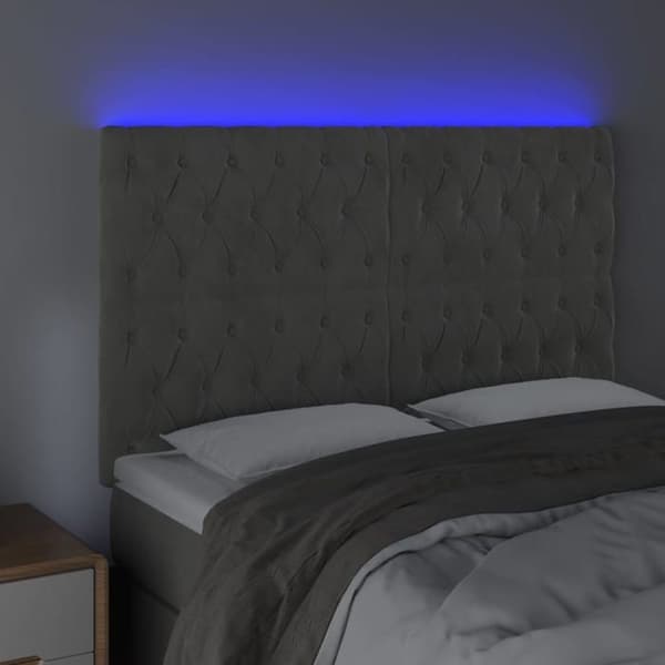 Maison Exclusive - LED-päätyharso Vaaleanharmaa 144x7x118/128 cm Sametti ljusgrått