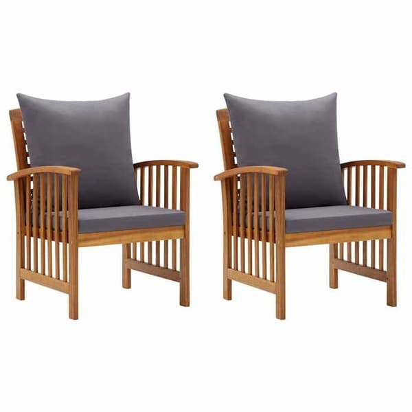 Maison Exclusive - Trädgårdsstolar med kuddar, set om 2, av massivt akaciaträ Mörkgrå (kudde)